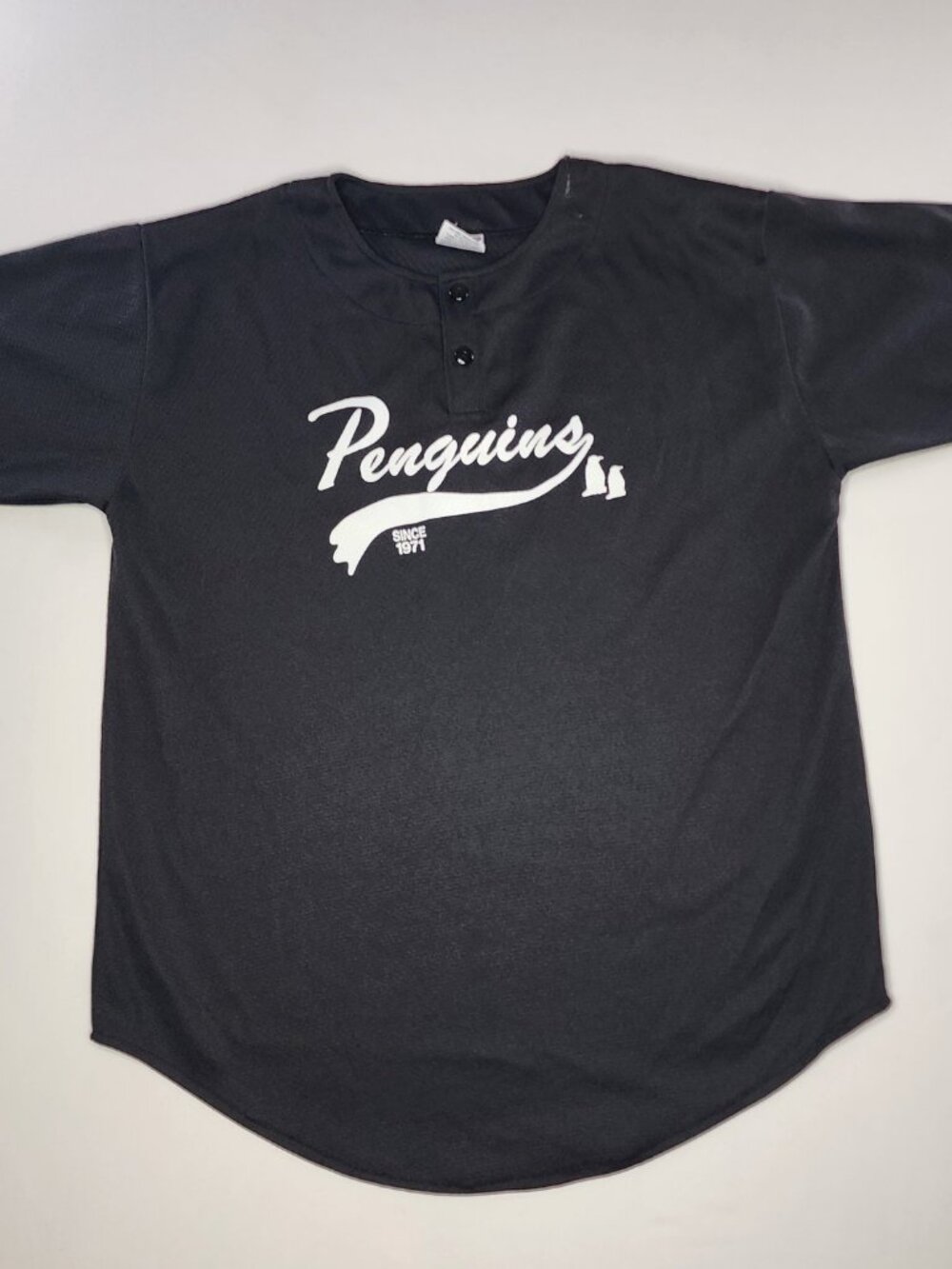 Teamco Vintage Penguins Baseball Jersey Black, Size L Button-Front 7
